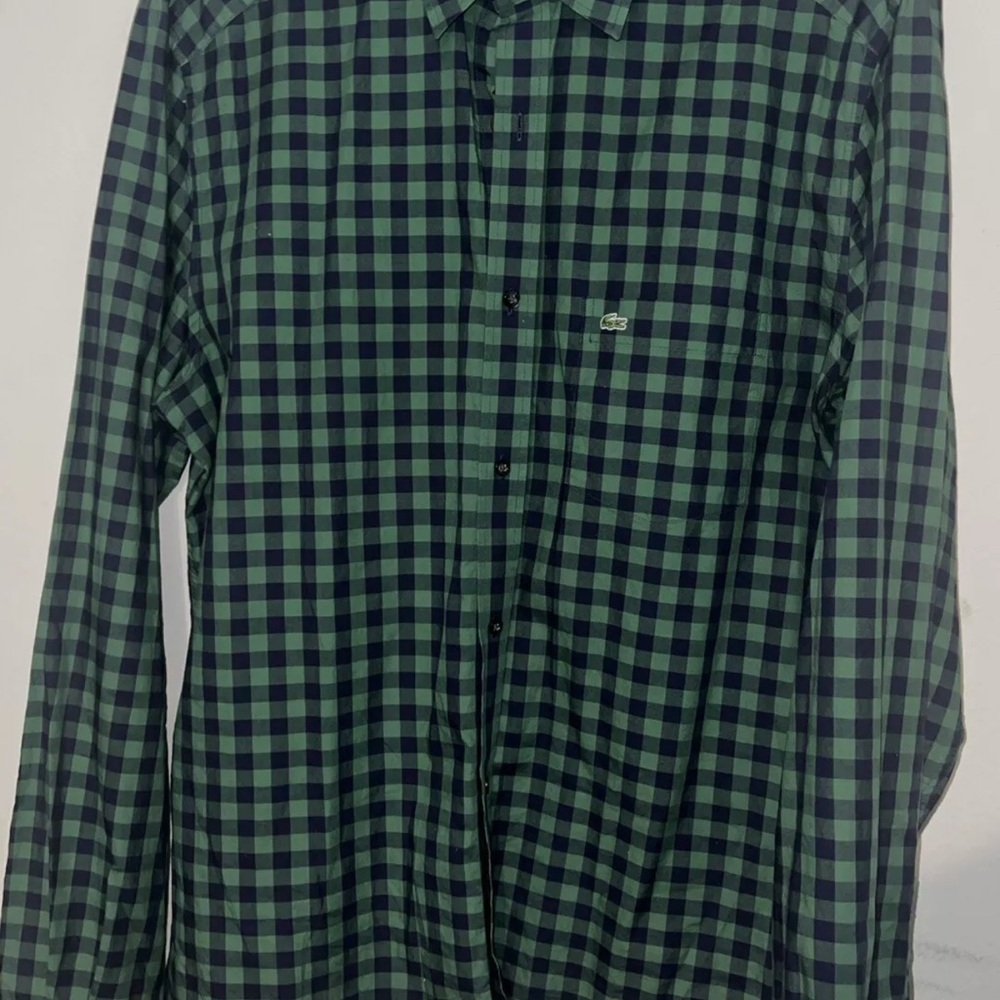 Green Lacoste Checkered Men's Shirt size medium
